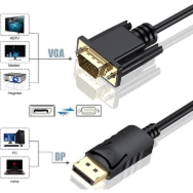 Displayport vga kablo 1.8 metre dp vga kablo
