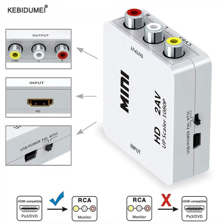 HDMI to RCA Çevirici hdmı den rca ya ses ve görüntü aktarma HDMI2AV