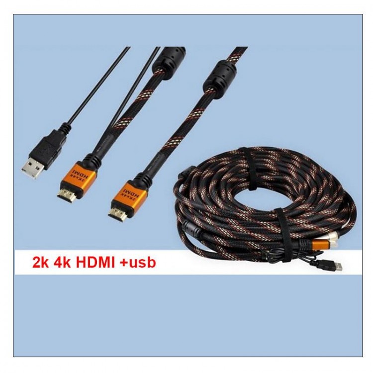Hdmı 2k 4k örgülü gold kaplama hdmı kablosu +usb güç hdmı 25 metre Hdmı 2k 4k örgülü gold kaplama hdmı kablosu +usb güç hdmı 25 metre
