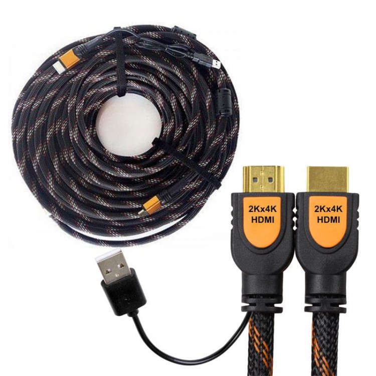 Hdmı 2k 4k örgülü gold kaplama hdmı kablosu +usb güç hdmı 25 metre Hdmı 2k 4k örgülü gold kaplama hdmı kablosu +usb güç hdmı 25 metre