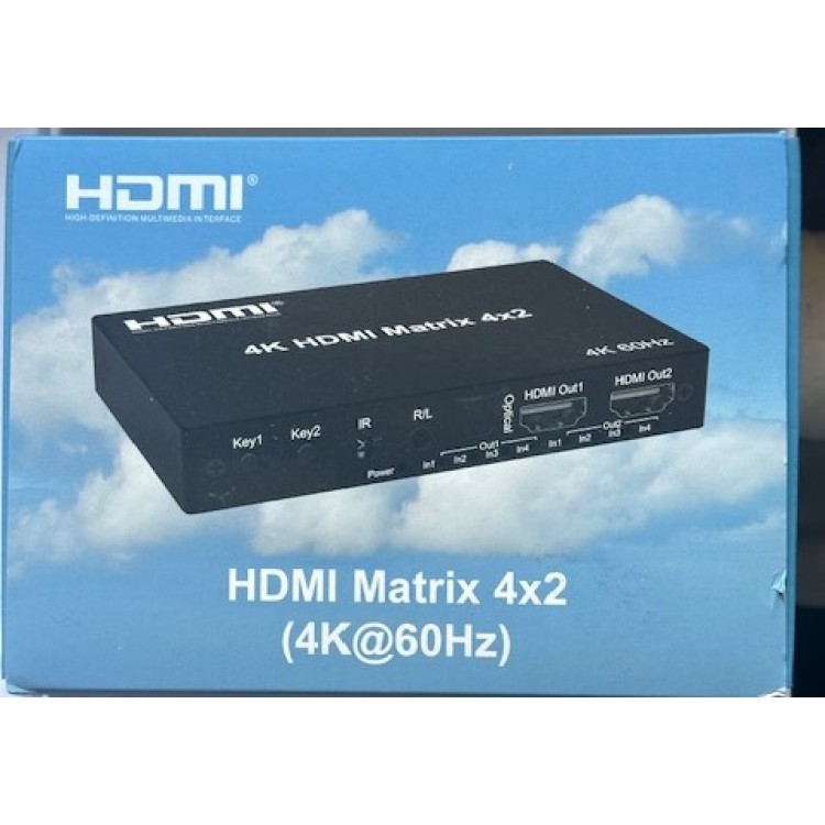 Hdmi 4K 60 hz matrix switch hdmi 4x2 matrix switch 4 giriş 2 çıkış hdmi switch splitter