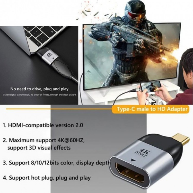 Hdmi dişi to type c erkek çevirici hdmı 4k 60Hz çevirici adaptör Hdmi dişi to type c erkek çevirici hdmı 4k 60Hz çevirici adaptör