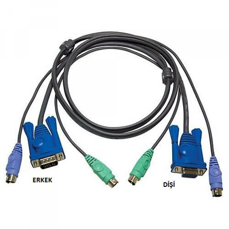 Kvm kablo erkek dişi kvm switch kablosu dişi erkek kvm switch kablosu 1 metre