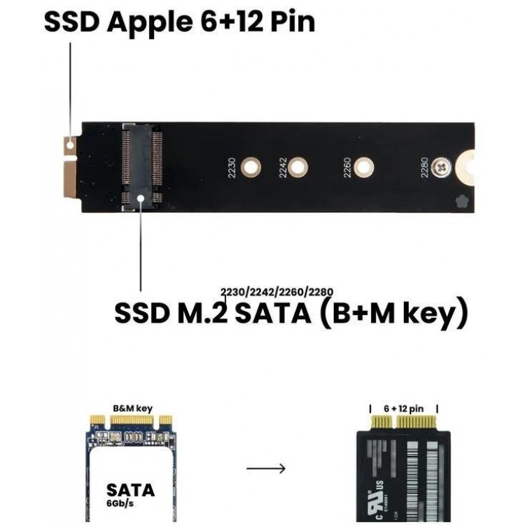 M2 ngff macbook 7+17 çevirici ngff 2012 macbook ssd çevirici