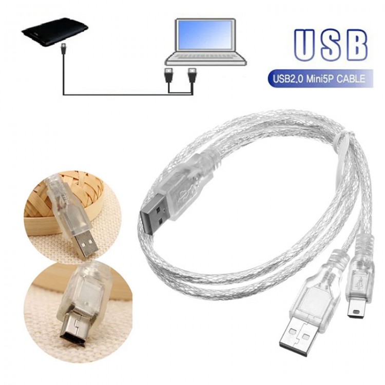 Mini usb y kablo 5 pin y kablo güç destekli harici harddisk kablosu