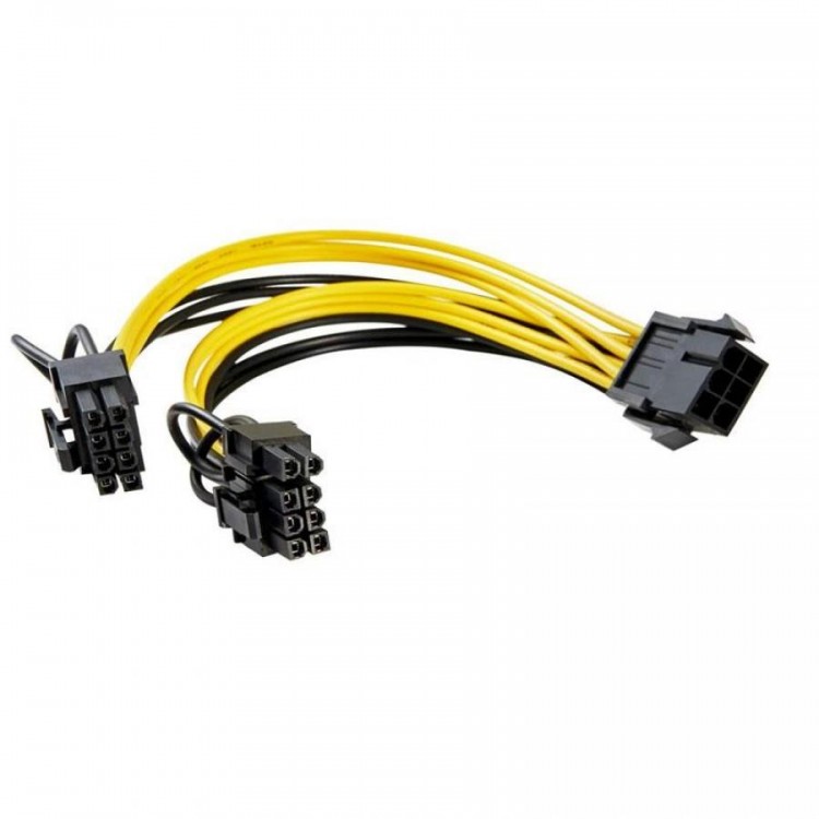 PCI E 6 pin to 6+2 8 pin dual ekran kartı power kablo