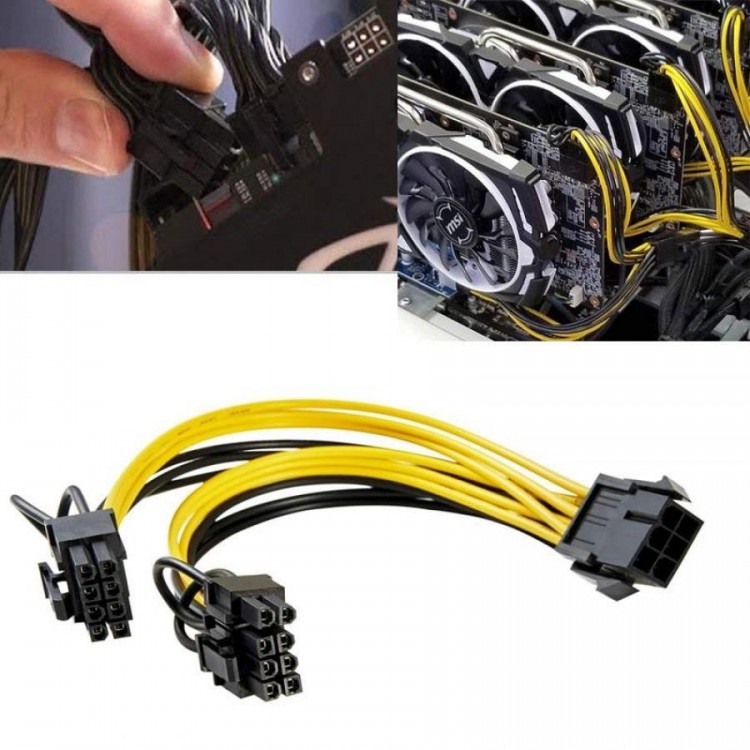 PCI E 6 pin to 6+2 8 pin dual ekran kartı power kablo
