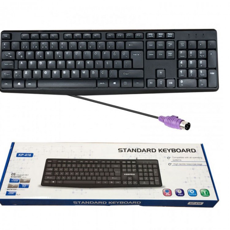 PS2 girişli klavye yuvarlak girişli klavye ps2 klavye 1.2 metre kablo uzunluğu PS2 girişli klavye yuvarlak girişli klavye ps2 klavye 1.2 metre kablo uzunluğu