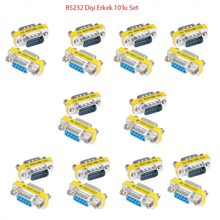 Rs232 db9 dişi erkek çevirici set rs232 erkek-dişi 9 pin çevirici 10 set