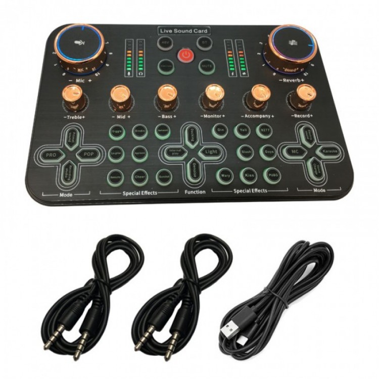 Ses değiştiricili canlı yayın ses kartı effectsli canlı yayın mixeri