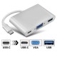 Type-C - USB 3.0, VGA, Type-C Adaptör Kablosu 3in1 hub
