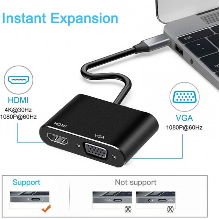 Type c to hdmi +vga çevirici macbook ,notebook için type c vga hdmi çevirici Type c to hdmi +vga çevirici macbook ,notebook için type c vga hdmi çevirici