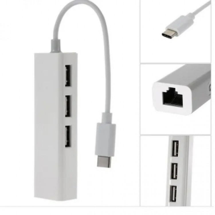 Typec usb hub typec internet çevirici type-c 3 port usb ethernet çevirici typec lan 3 port usb