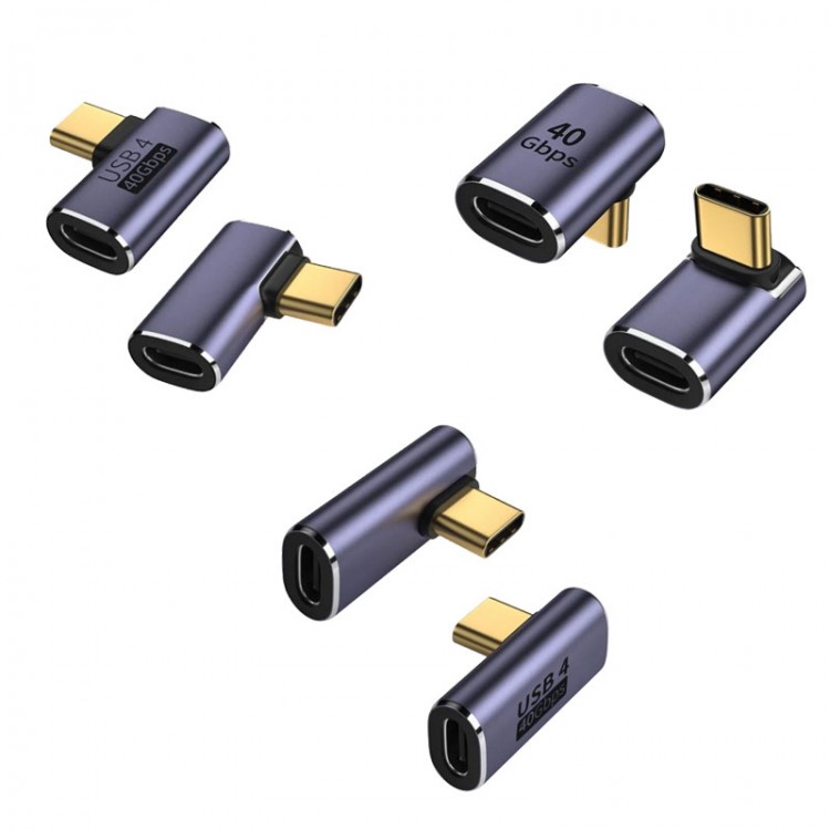 USB 4.0 type C 90 derece adaptör 40Gbps hızlı veri transferi 3'lü set