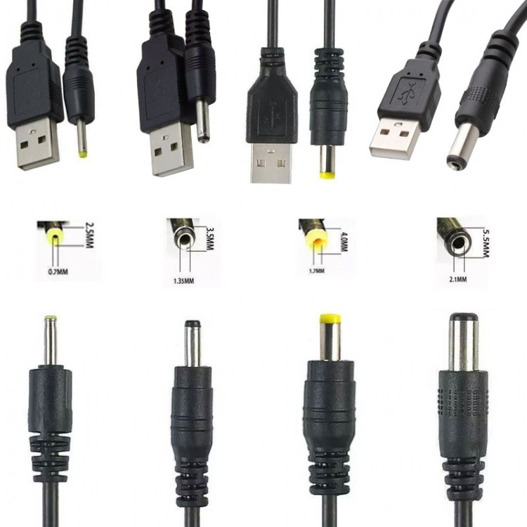 USB Güç Kablosu Kablosu DC 5V DC2.0/2.5/4.0/5.5mm 4lü set USB Güç Kablosu Kablosu DC 5V DC2.0/2.5/4.0/5.5mm 4lü set