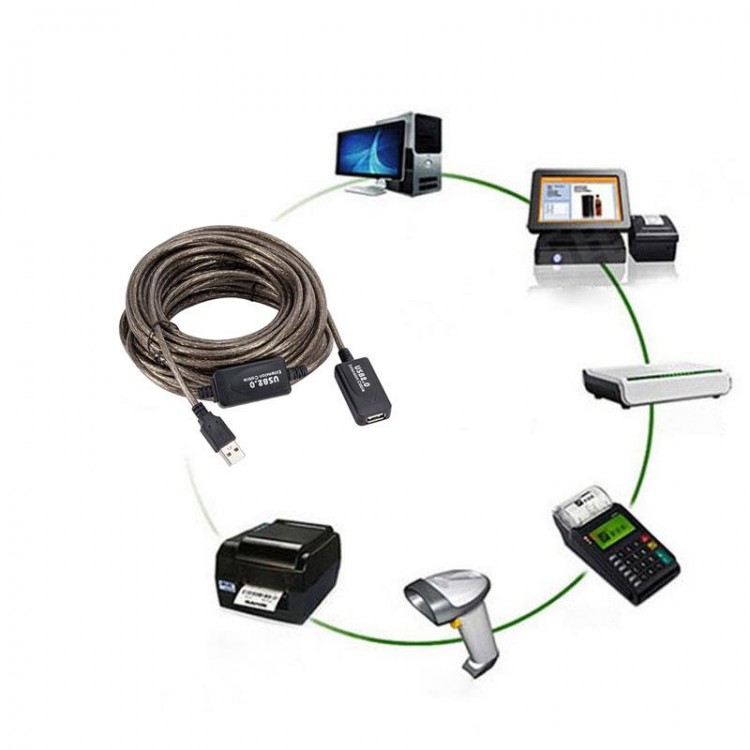 Usb 2.0 15m extension güçlendirilmiş dişi erkek kablo
