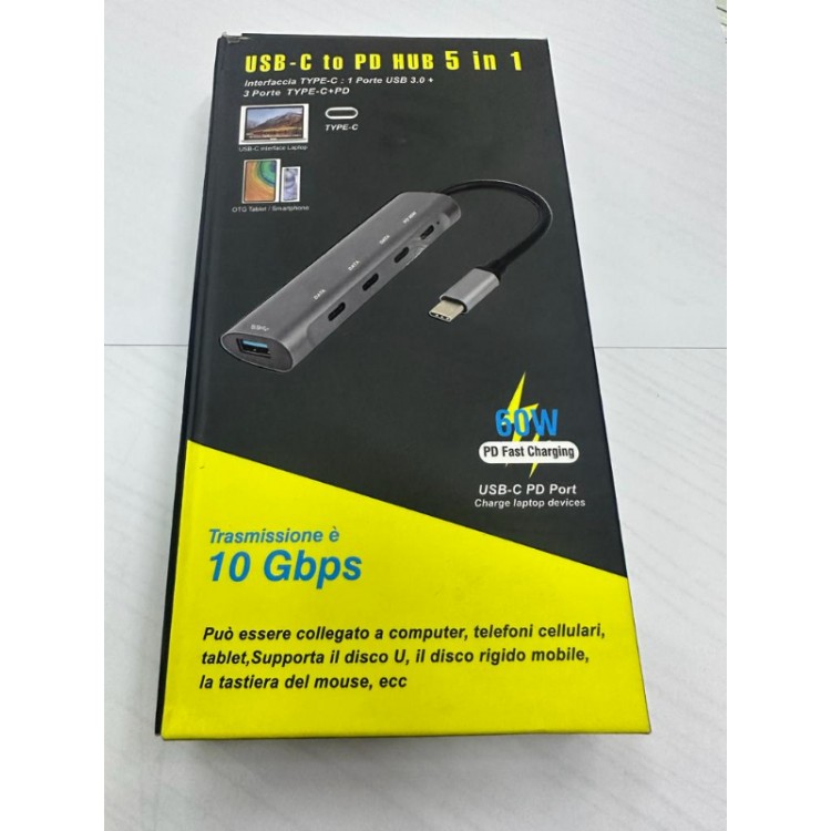 Usb-c pd hub 5 in 1 typec usb 3.0 pd 3 port typec