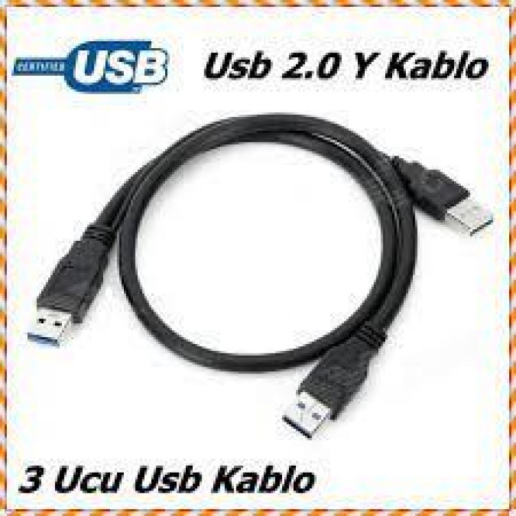 Usb y kablo 70 cm erkek erkek usb y kablo