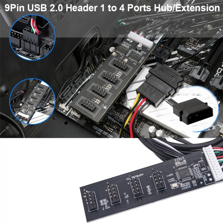9 pin Anakart USB 2.0 çoklayıcı usb hub 4 Erkek 9 pin uzatma adaptörü