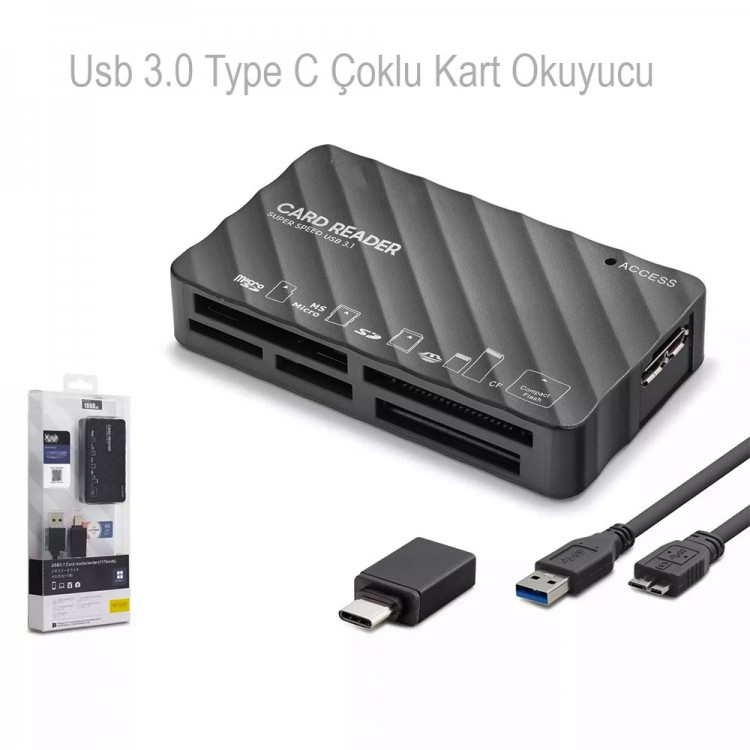 USB 3.0 ve Type-C USB 3.1 Çoklu Kart Okuyucu CF SD MicroSD MS XD USB 3.0 ve Type-C USB 3.1 Çoklu Kart Okuyucu CF SD MicroSD MS XD
