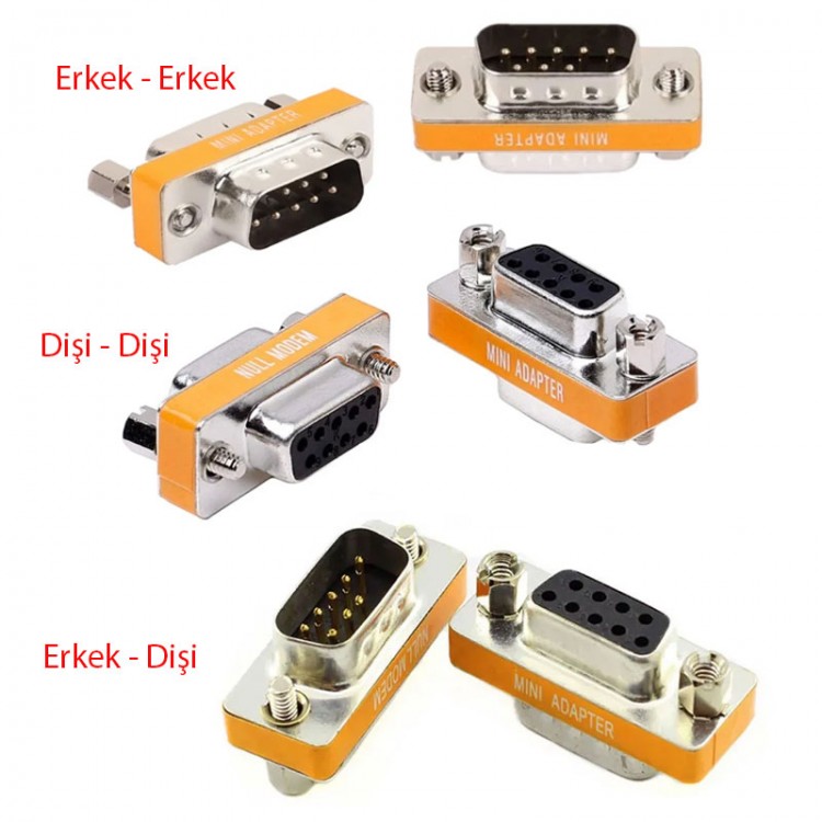 Null modem 9 pin çevirici erkek -erkek,dişi-dişi ,dişi-erkek 3'lü çevirici set Null modem 9 pin çevirici erkek -erkek,dişi-dişi ,dişi-erkek 3'lü çevirici set