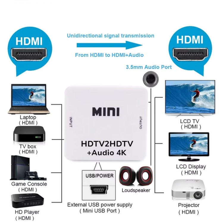 Hdmı+ses ayırıcı HDMI Mini HD-HD Ses Dönüştürücü Hdmı+ses ayırıcı HDMI Mini HD-HD Ses Dönüştürücü