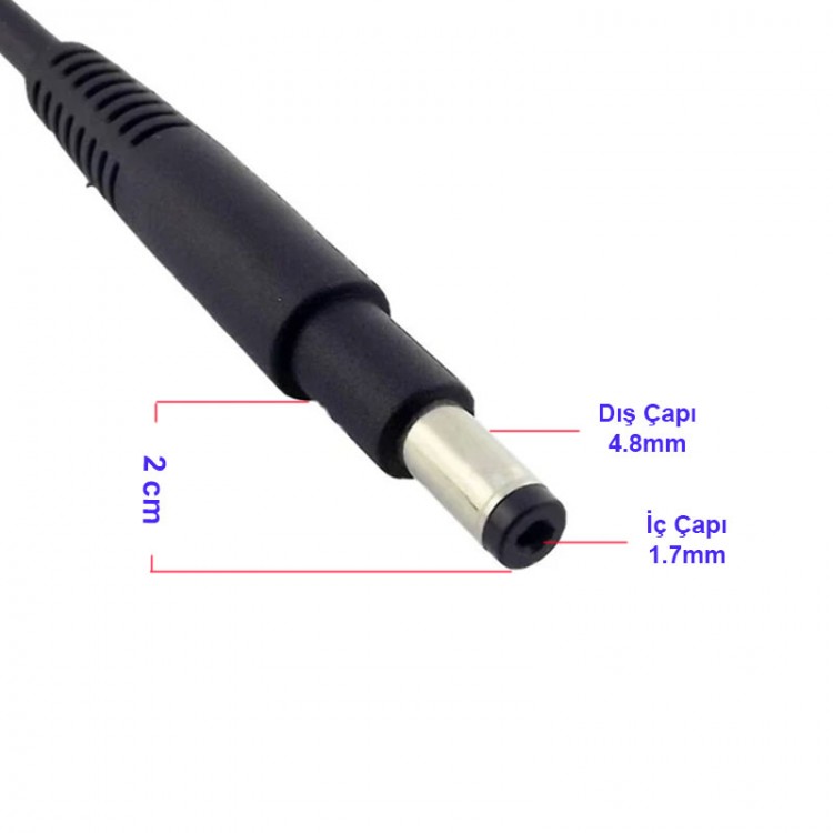 HP uyumlu Envy serisi 4.8x1.7mm adaptör tamir kablosu uzun uç kablo HP uyumlu Envy serisi 4.8x1.7mm adaptör tamir kablosu uzun uç kablo