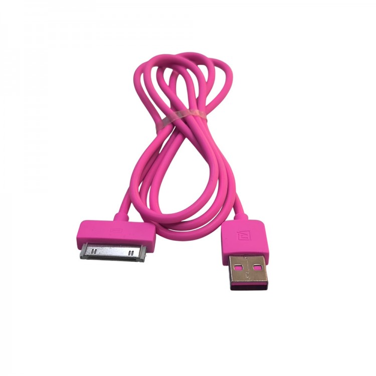ıpad - ipod - iphone 4 uyumlu usb şarj ve data kablosu pembe 1m