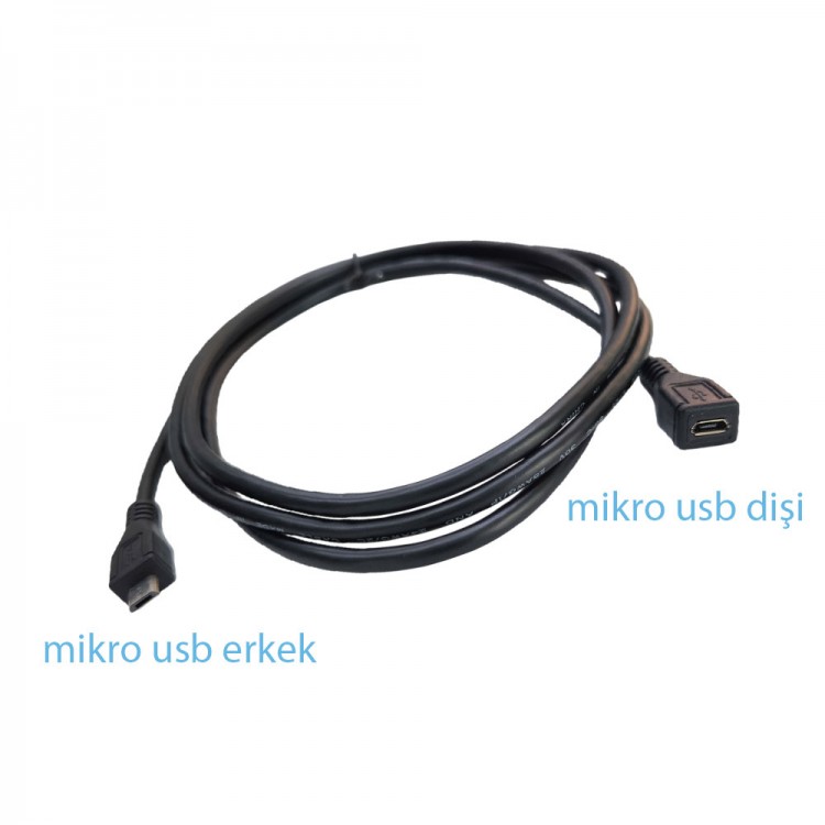 Mikro USB Uzatma Kablosu Mikro B Dişi - Mikro B Erkek Veri Kablosu 1.5m Mikro USB Uzatma Kablosu Mikro B Dişi - Mikro B Erkek Veri Kablosu 1.5m