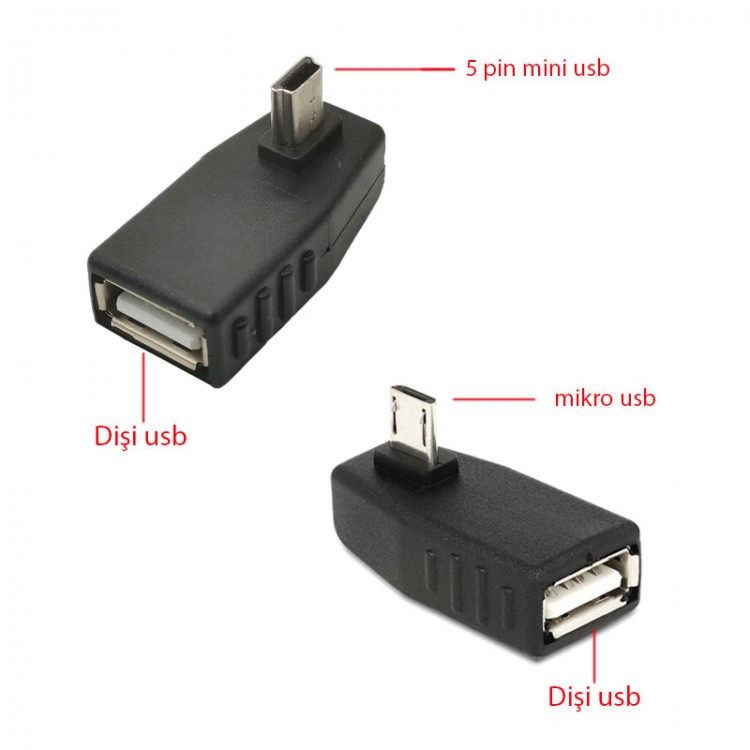 Mikro usb otg -mini usb otg mikro erkek usb dişi mini erkek usb dişi 2li set Mikro usb otg -mini usb otg mikro erkek usb dişi mini erkek usb dişi 2li set