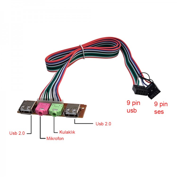 Bilgisayar kasası Ön Panel için Usb 2.0 Kulaklık Mikrofon uzatıcı Kablo 65cm Bilgisayar kasası Ön Panel için Usb 2.0 Kulaklık Mikrofon uzatıcı Kablo 65cm