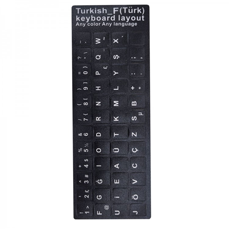 Türkçe F klavye sticker siyah f klavye sticker