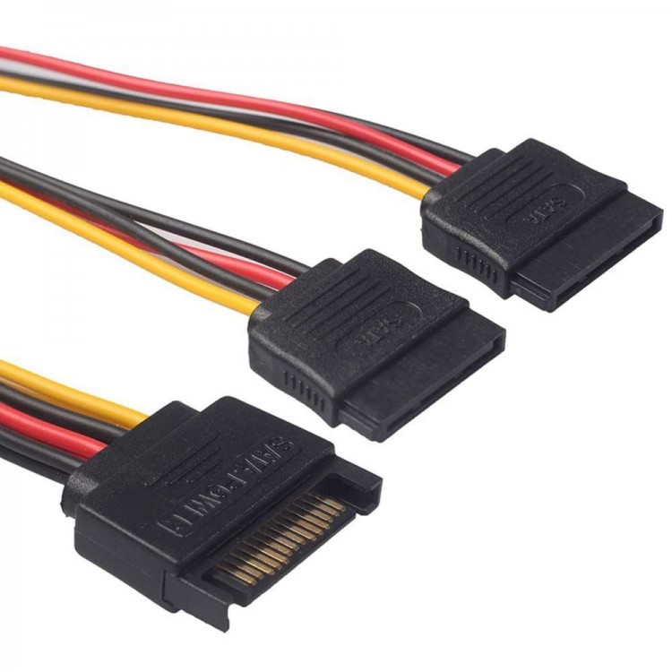 Sata power çoğaltıcı kablo 1 erkek 2 dişi sata power kablo 20 cm