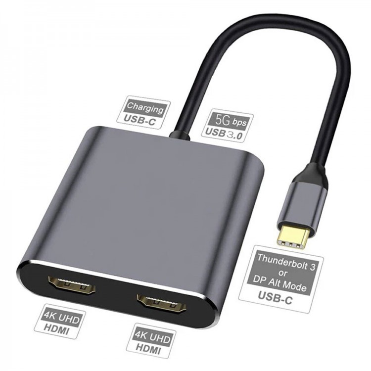 Type-C to 2x hdmı 1x usb 3.0 1x type c şarj 4 in 1 çevirici Type-C to 2x hdmı 1x usb 3.0 1x type c şarj 4 in 1 çevirici