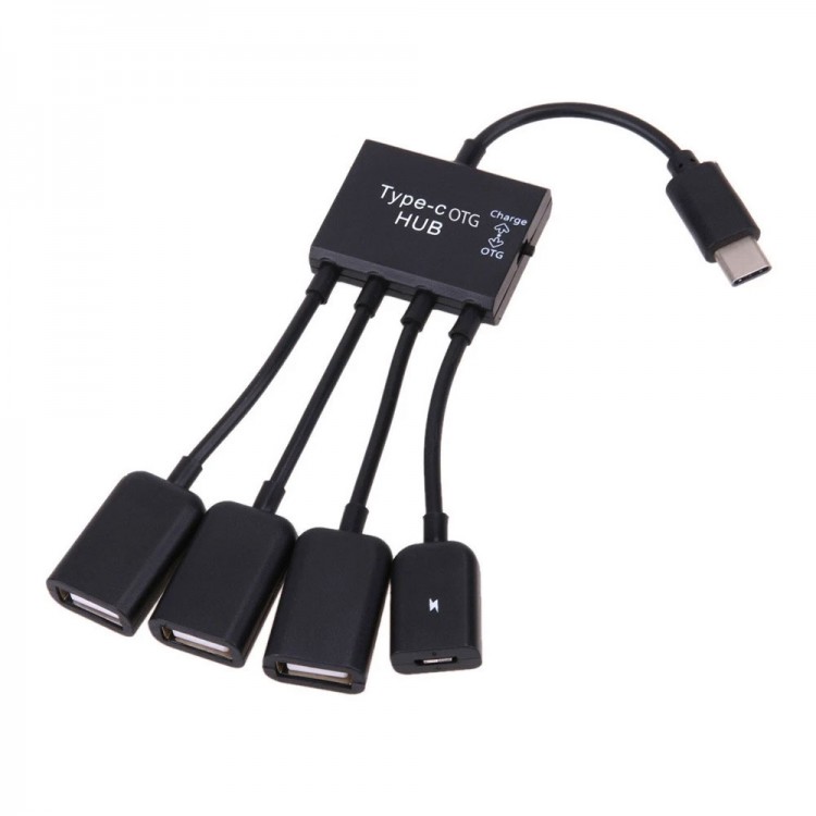 Type c otg hub 3 port usb 2.0 çoklayıcı hub + mikro usb şarj girişi