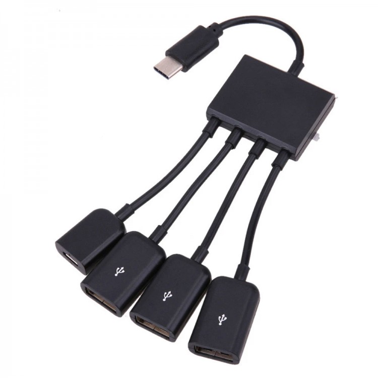 Type c otg hub 3 port usb 2.0 çoklayıcı hub + mikro usb şarj girişi