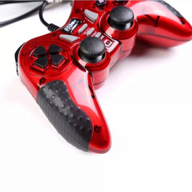 Double Shock 12 Fonksiyon Tuşu USB Bilgisayar kablolu Oyun Kolu kırmızı Double Shock 12 Fonksiyon Tuşu USB Bilgisayar kablolu Oyun Kolu kırmızı