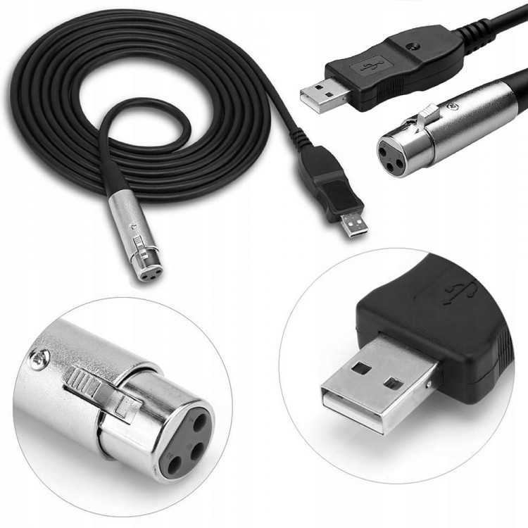 Usb 2.0 to cannon XLR mikrofon kablosu usb xlr çevirici kablo 3m