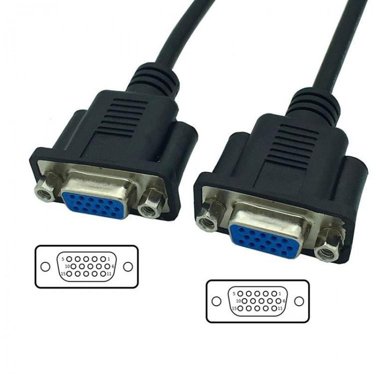 Vga 15 pin dişi dişi kablo vga uzatma birleştirme kablosu Vga 15 pin dişi dişi kablo vga uzatma birleştirme kablosu